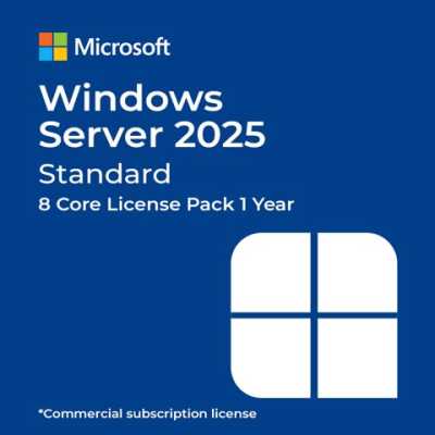 Windows Server 2025 Standard 8 Core License Pack CSS 1 year